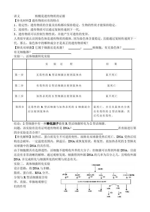 讲义核酸是遗传物质的证据