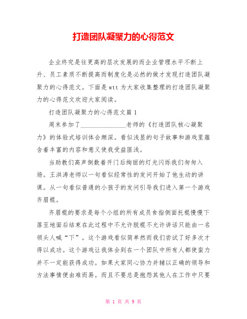 打造团队凝聚力的心得范文