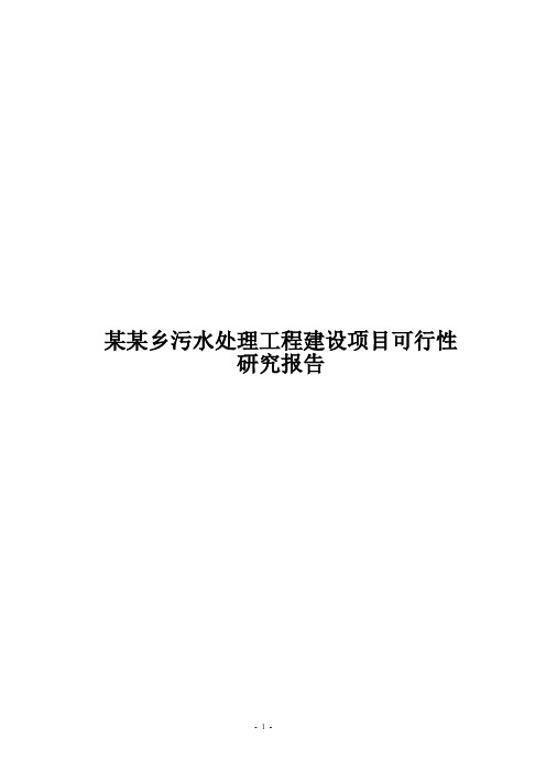 某某乡污水处理工程建设项目可行性研究报告