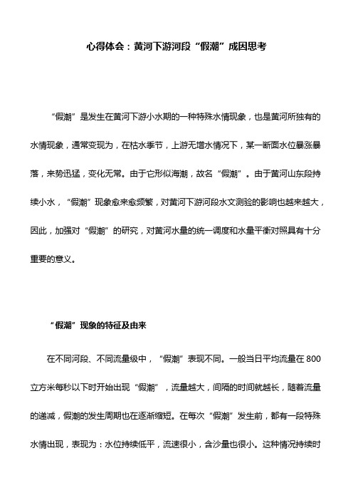 心得体会：黄河下游河段“假潮”成因思考