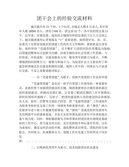 团干会上的经验交流材料