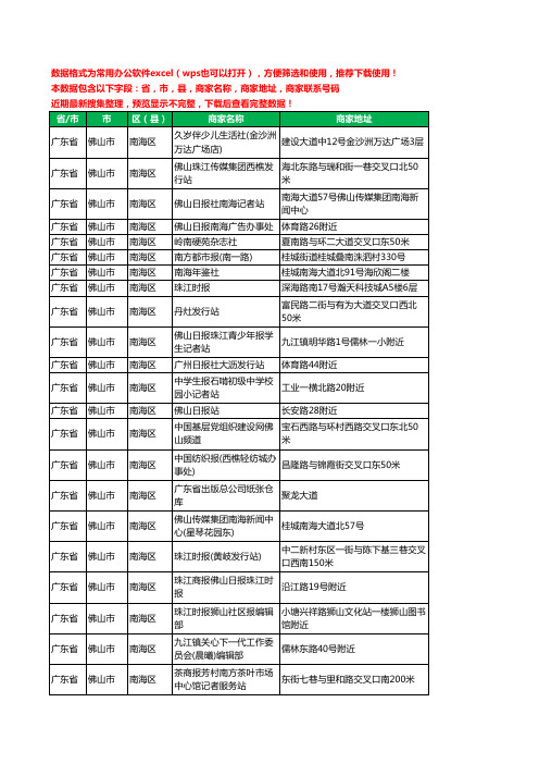 2020新版广东省佛山市南海区出版工商企业公司商家名录名单黄页联系电话号码地址大全42家