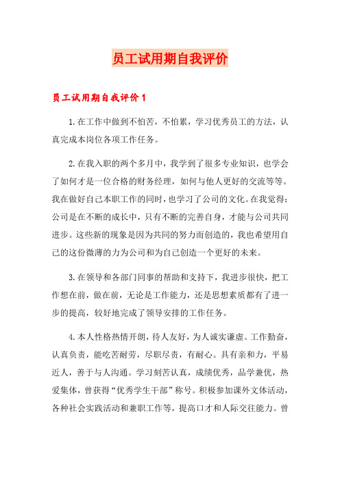 员工试用期自我评价