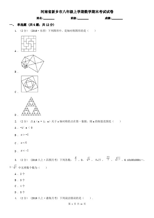 河南省新乡市八年级上学期数学期末考试试卷