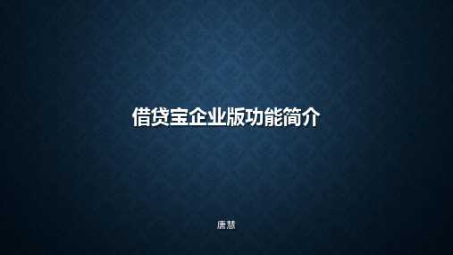借贷宝企业版产品功能介绍2016
