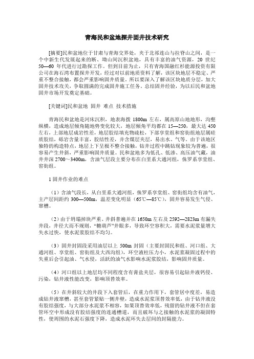 青海民和盆地探井固井技术研究