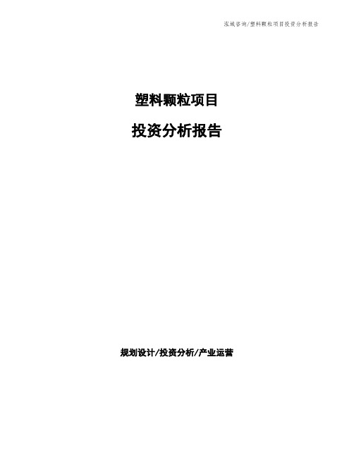 塑料颗粒项目投资分析报告