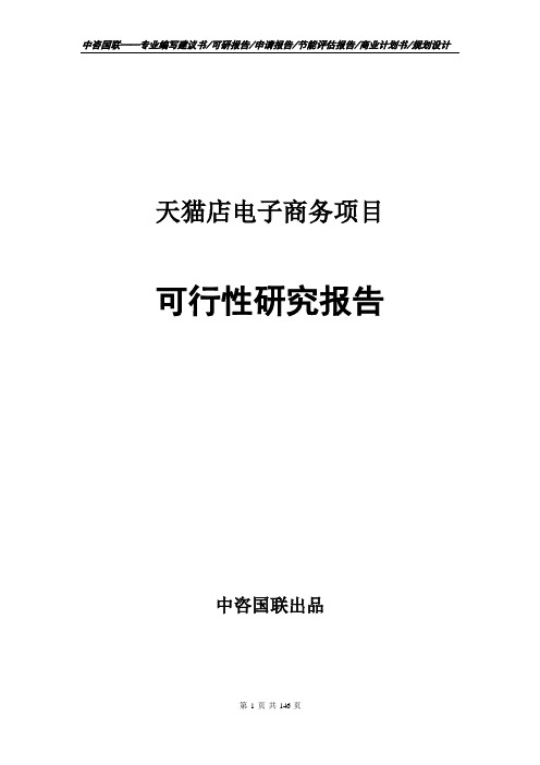 天猫店电子商务项目可行性研究报告申请报告