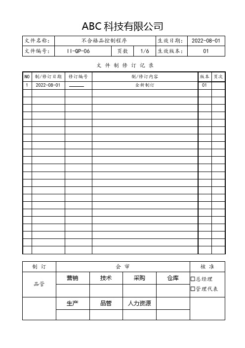 不合格品控制程序(含流程图)