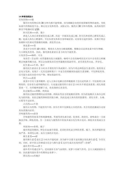 14种常用药忌口