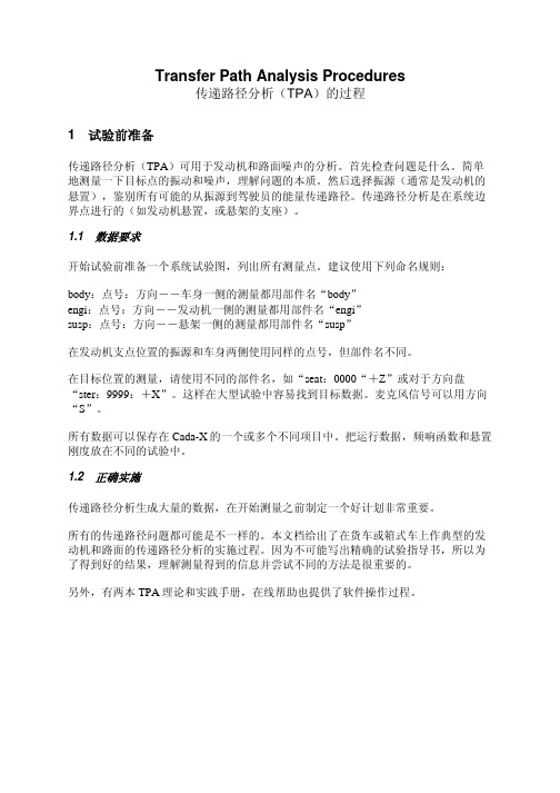 Transfer Path Analysis Procedures传递路径分析(TPA)的过程---精品资料