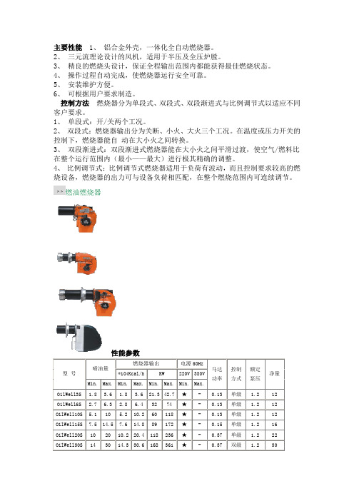 燃烧器性能指标