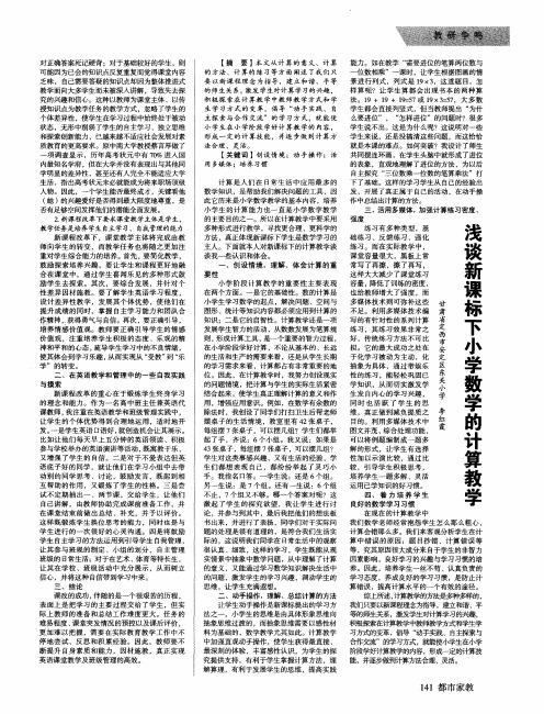 浅谈新课标下小学数学的计算教学