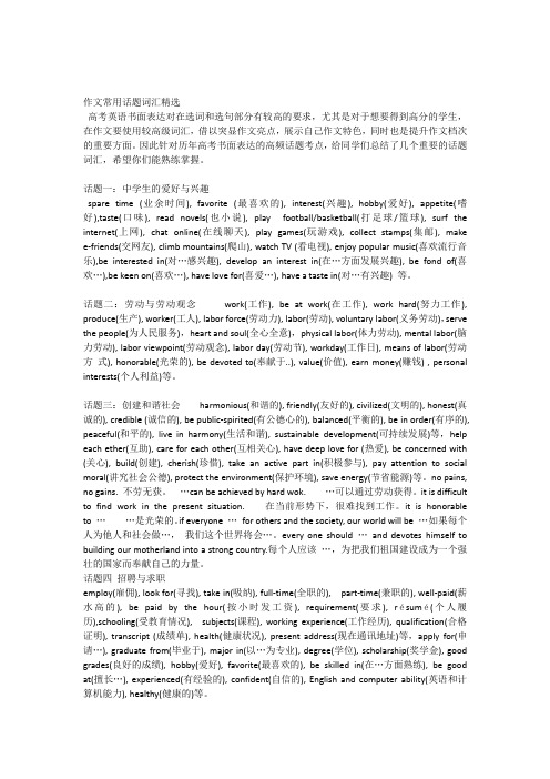 作文常用话题词汇精选