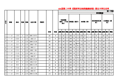 新的(初中一年级)登记卡