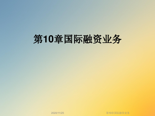 第10章国际融资业务