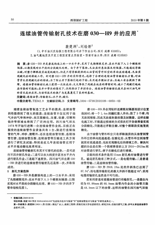 连续油管传输射孔技术在磨030-H9井的应用