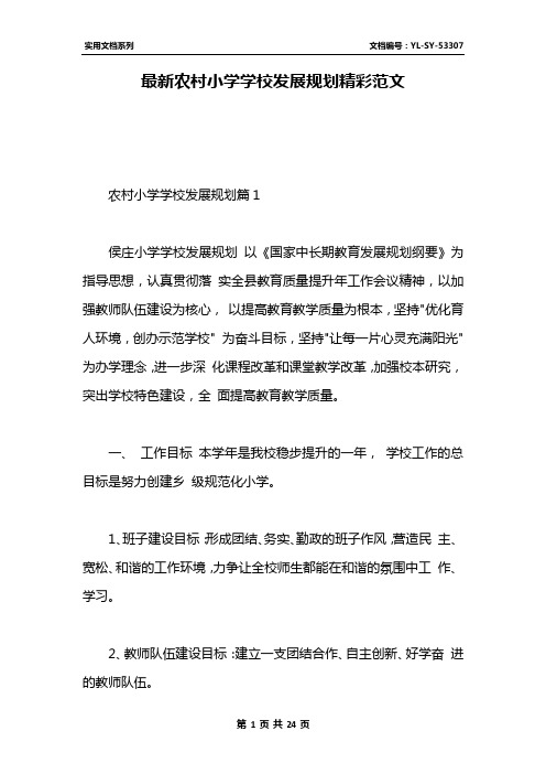 最新农村小学学校发展规划精彩范文