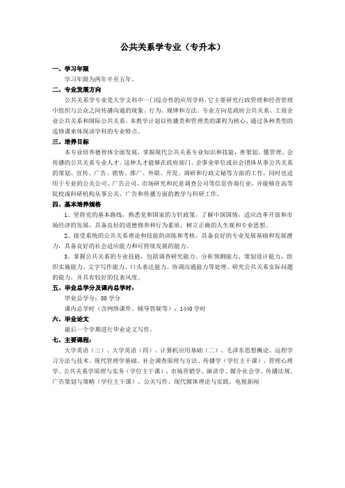 公共关系学专业