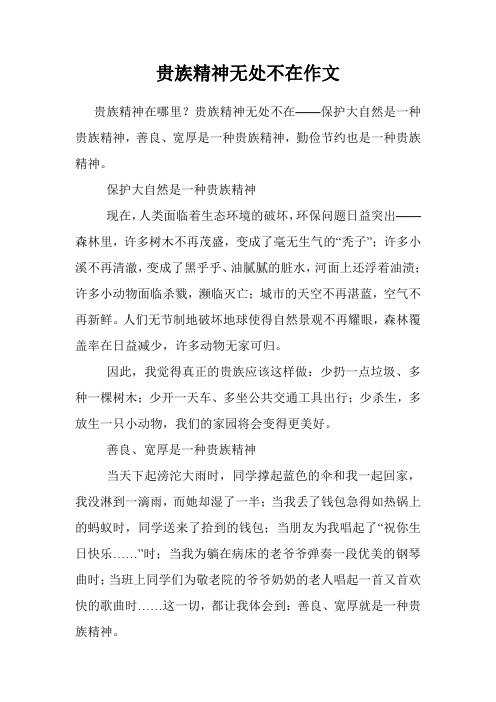 贵族精神无处不在作文