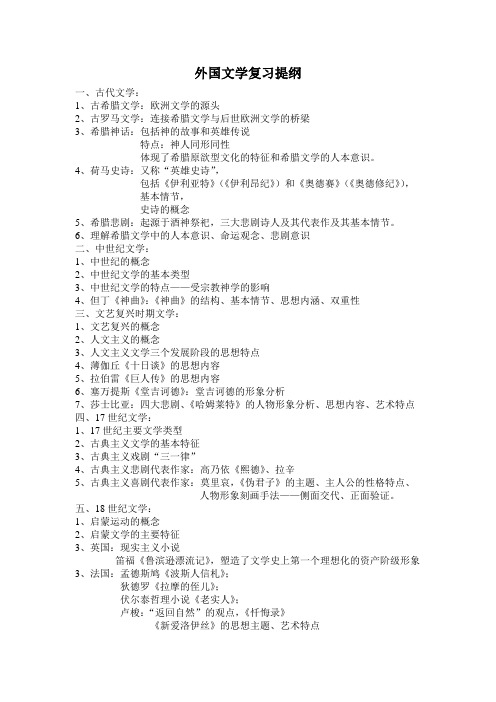 外国文学复习提纲