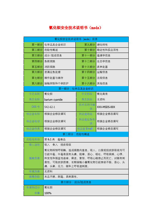 氰化钡安全技术说明书(msds)