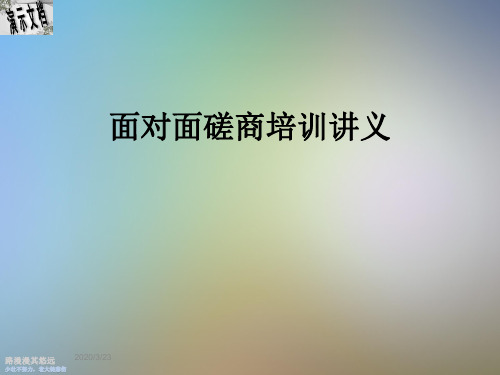面对面磋商培训讲义