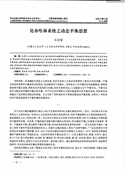 论布哈林系统之动态平衡思想