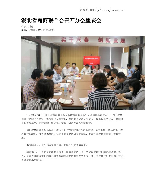 湖北省楚商联合会召开分会座谈会