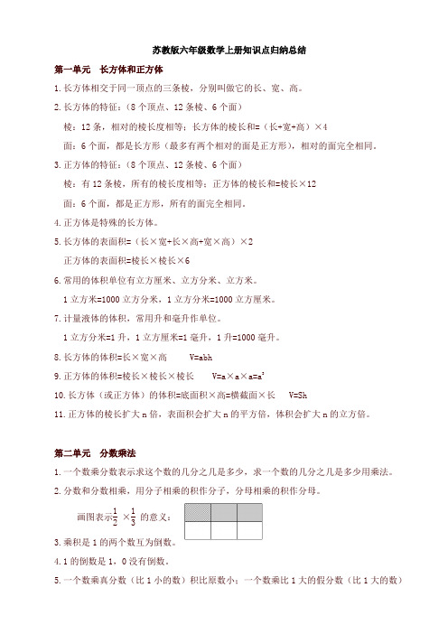 苏教版六年级数学上册知识点归纳总结