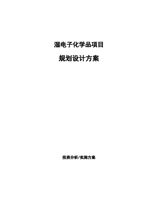 湿电子化学品项目规划设计方案