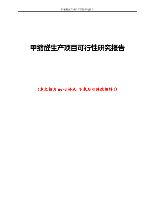 甲缩醛生产项目可行性研究报告
