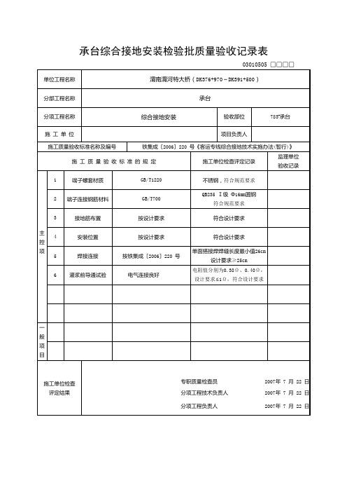 综合接地安装检验批