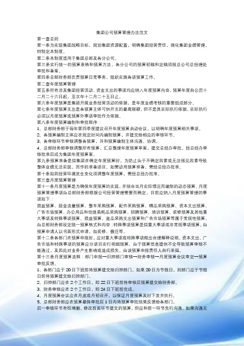 集团公司预算管理办法范文
