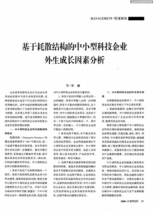 基于耗散结构的中小型科技企业外生成长因素分析