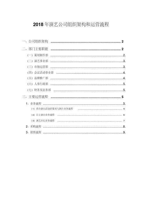 2018年演艺公司组织架构和运营流程