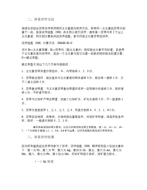 化探异常评序(精)
