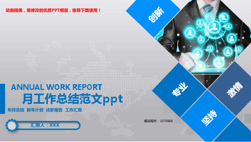 【优质文档】2018月工作总结范文pptPPT演示【优质ppt】