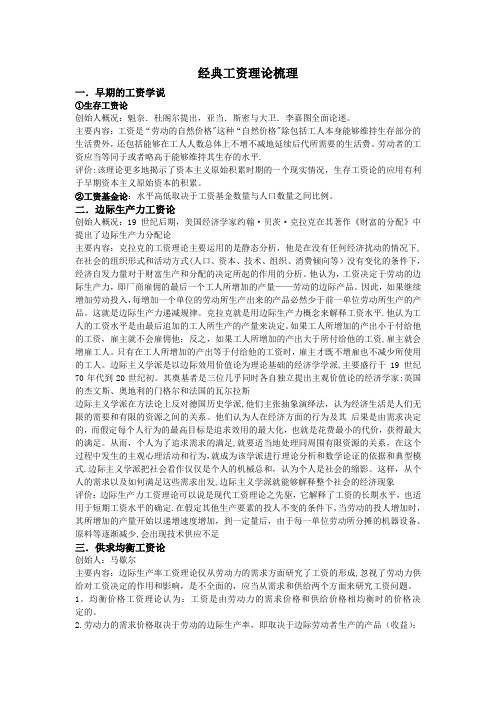 经典工资理论梳理