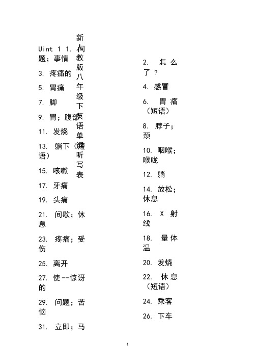 (完整版)新人教版八年级下英语单词听写表八年级下单词表