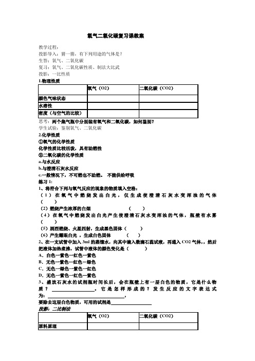 氧气二氧化碳复习教案讲解学习