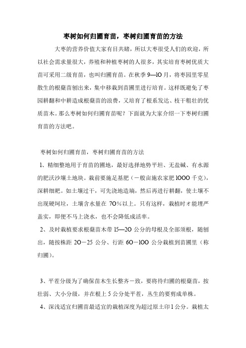 枣树如何归圃育苗,枣树归圃育苗的方法.doc