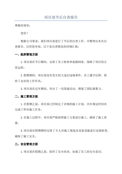 项目部节后自查报告