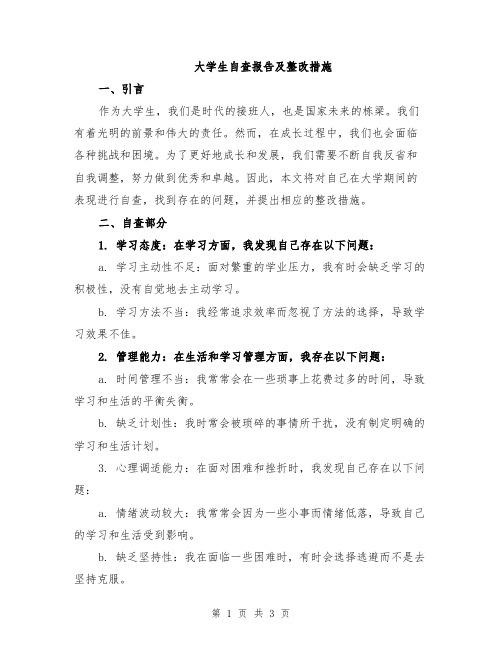 大学生自查报告及整改措施