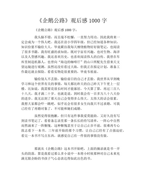 《企鹅公路》观后感1000字