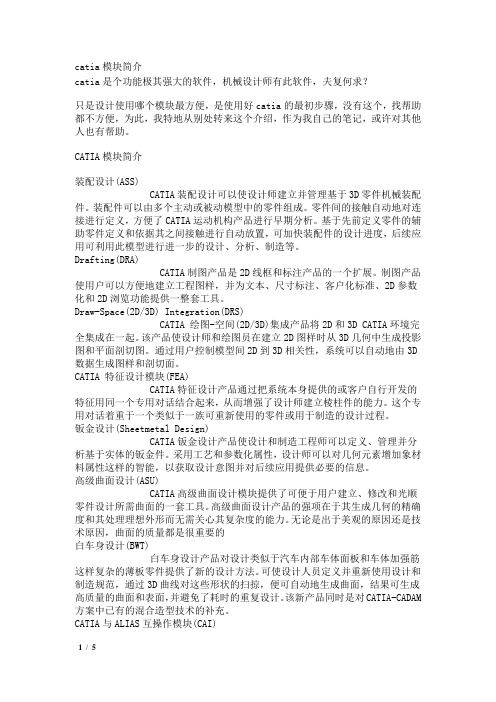catia模块简介