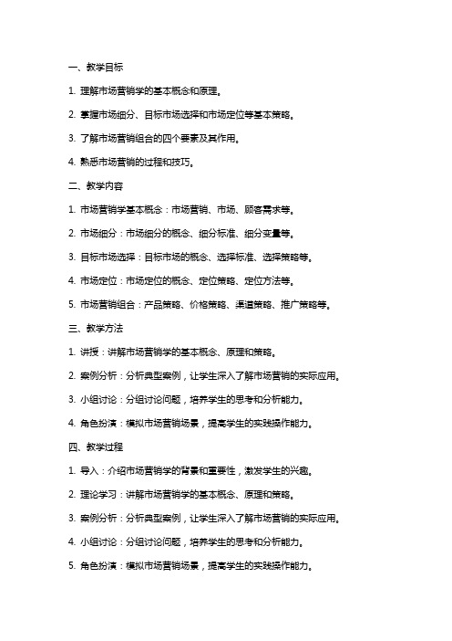 市场营销学简要教案