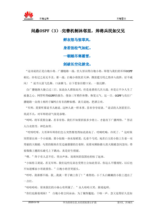 问鼎OSPF(3)-完善机制沐邻里,帅将兵民如父兄