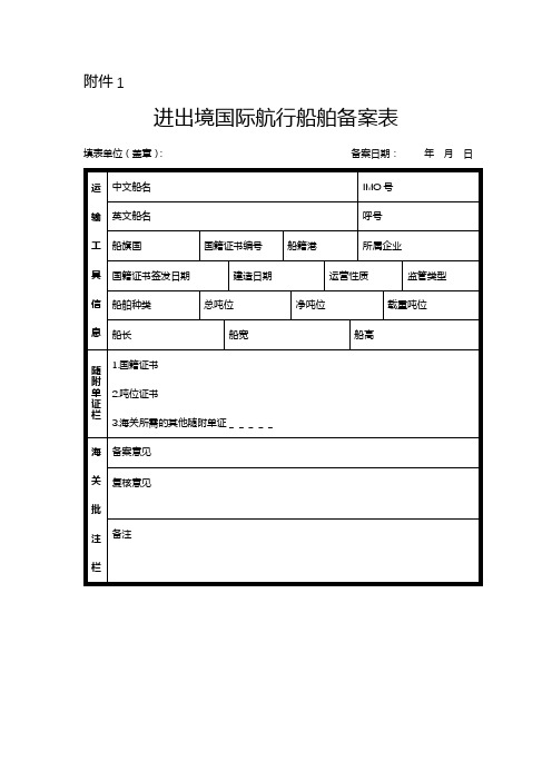 进出境国际航行船舶备案表【模板】