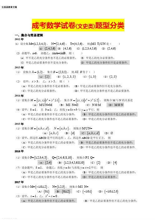 成人高考数学试题(历年成考数学试题答案与解答提示)